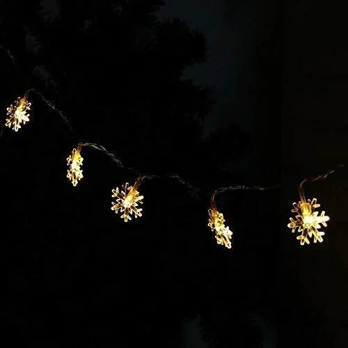 4 Meter and 20 LED Yellow Snow Flake String Lights for Indoor Outdoor Decoration Diwali Light