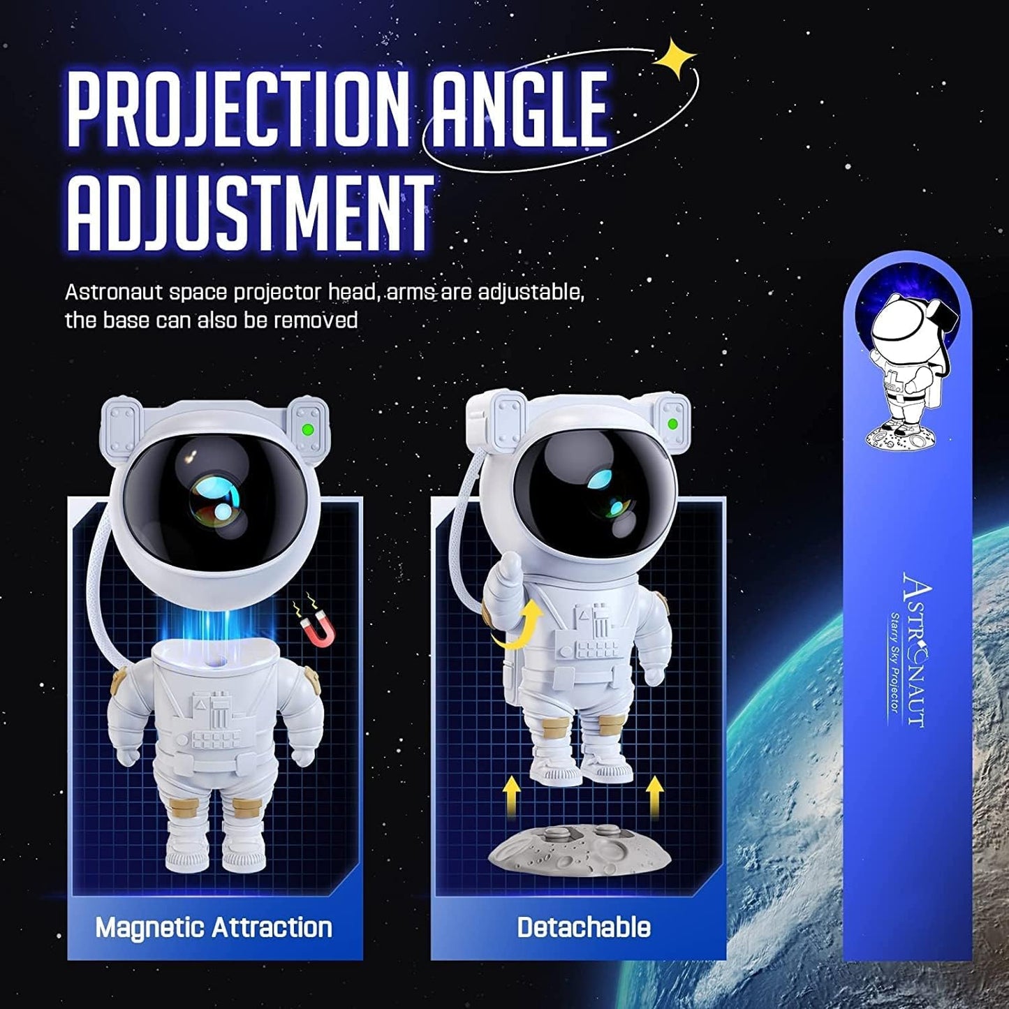 Astronaut Galaxy Projector Night Light – 360° Rotating Nebula Star Projector with Remote Control, Timer & Adjustable Head – Space Lamp for Kids’ Bedroom, Gifts, Gaming Room, Home & Décor