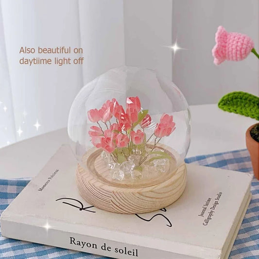 DIY Pink Tulip LED Night Light,DIY Cute Flower Night Light