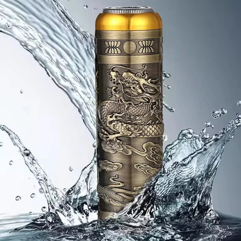 Electric Shavers for Men, Professional Gold Dragon Razor - Portable Travel Beard Trimmer Mini Electric Shaver for Men