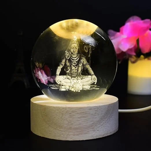 Shiv ji 3D Crystal Ball Night Lamp,Crystal Ball Night Light