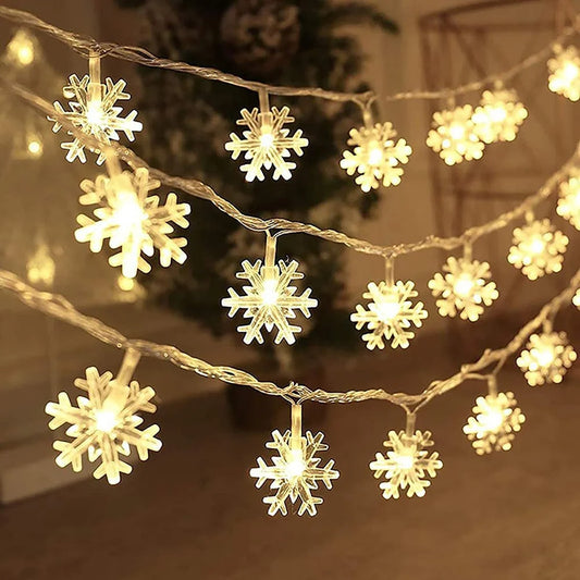4 Meter and 20 LED Yellow Snow Flake String Lights for Indoor Outdoor Decoration Diwali Light
