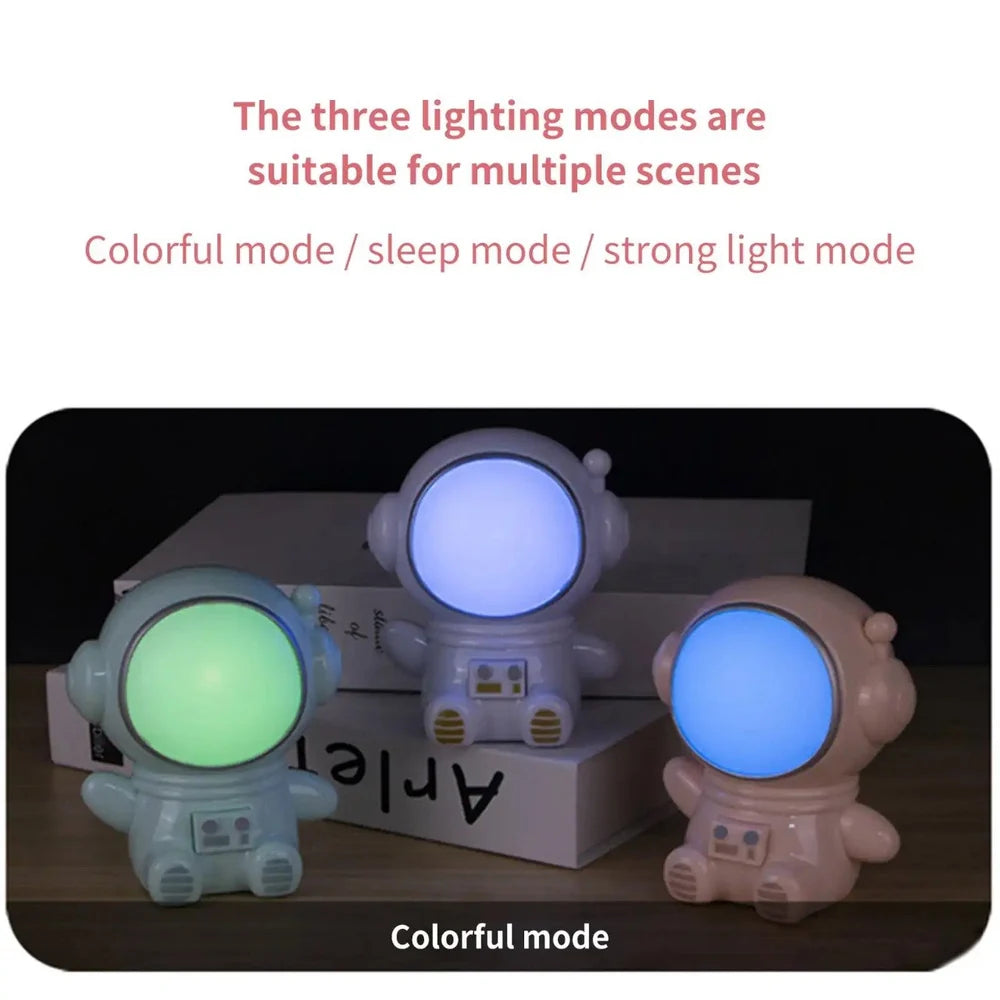 Cartoon Astronaut USB Night Light LED Rechargeable Bedside Multicolor Night Lamp