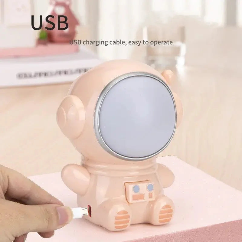 Cartoon Astronaut USB Night Light LED Rechargeable Bedside Multicolor Night Lamp