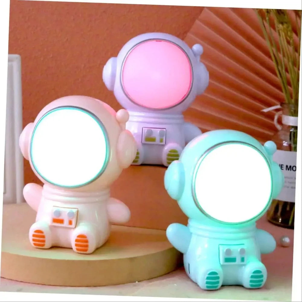 Cartoon Astronaut USB Night Light LED Rechargeable Bedside Multicolor Night Lamp