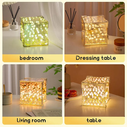 DIY Tulips Cube Mirror Lamp Tulip Night Light Decorative Tulip Nights Lamp