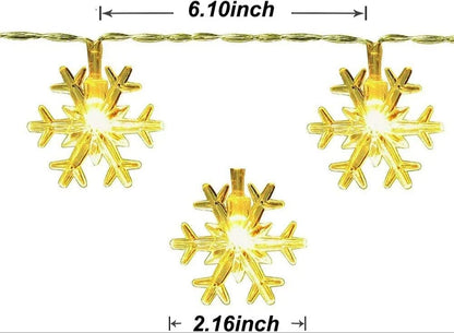 4 Meter and 20 LED Yellow Snow Flake String Lights for Indoor Outdoor Decoration Diwali Light