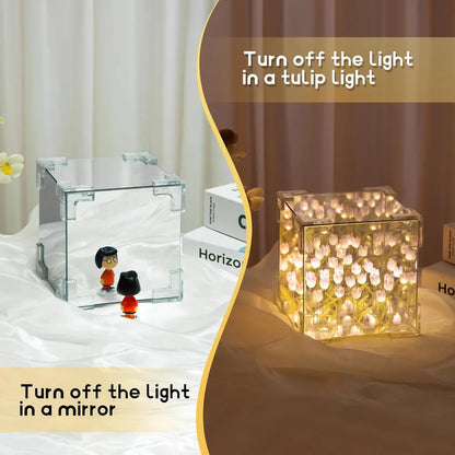 DIY Tulips Cube Mirror Lamp Tulip Night Light Decorative Tulip Nights Lamp