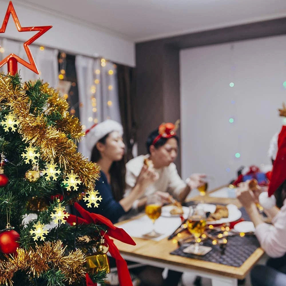 4 Meter and 20 LED Yellow Snow Flake String Lights for Indoor Outdoor Decoration Diwali Light