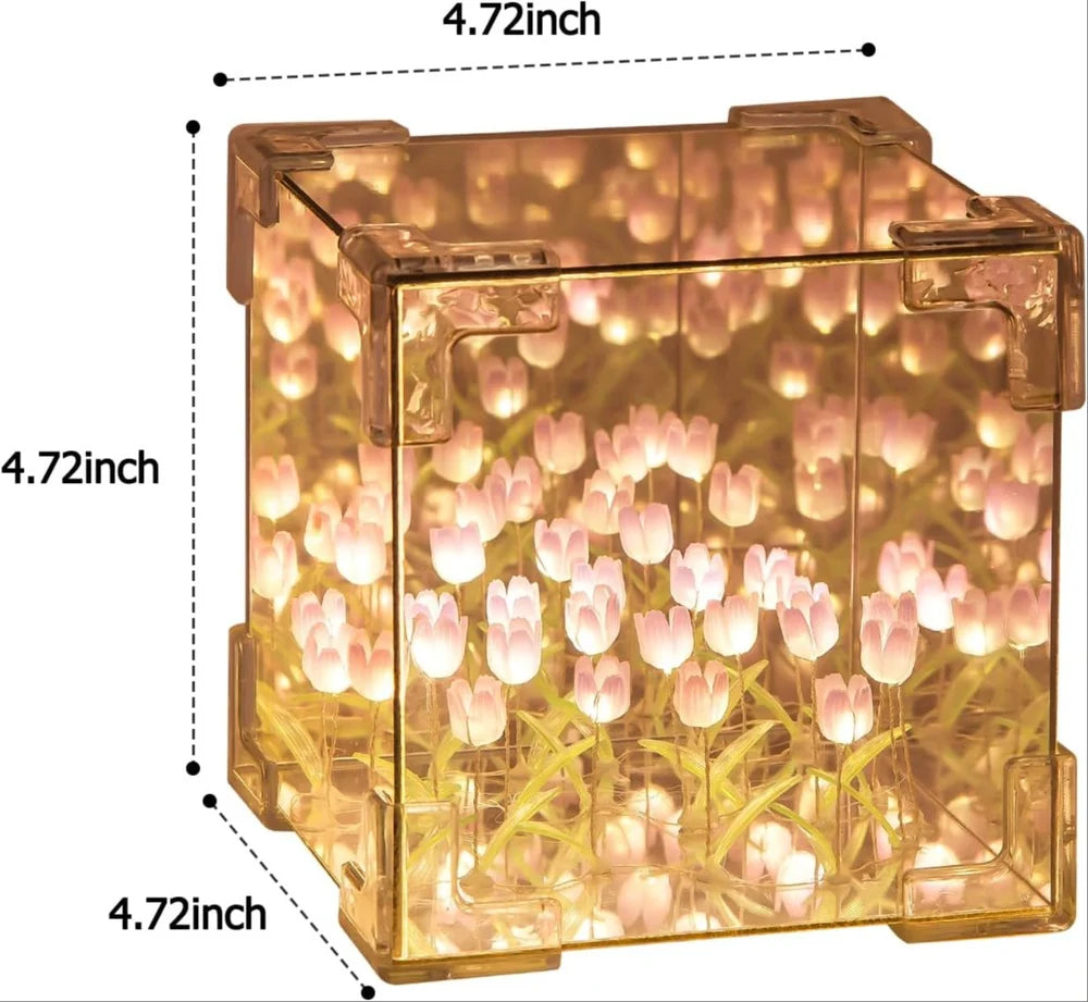 DIY Tulips Cube Mirror Lamp Tulip Night Light Decorative Tulip Nights Lamp