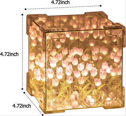DIY Tulips Cube Mirror Lamp Tulip Night Light Decorative Tulip Nights Lamp
