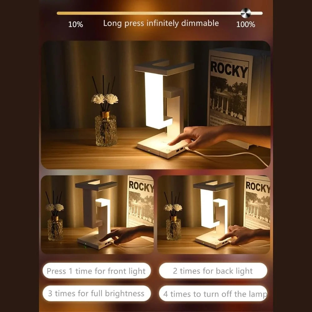 Anti-Gravity Table Night Lamp Touch Switch LED Light with Mobile Wireless Charging