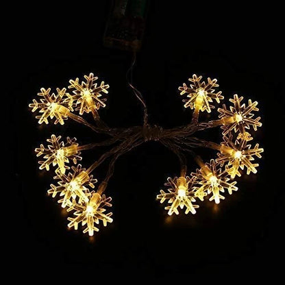 4 Meter and 20 LED Yellow Snow Flake String Lights for Indoor Outdoor Decoration Diwali Light