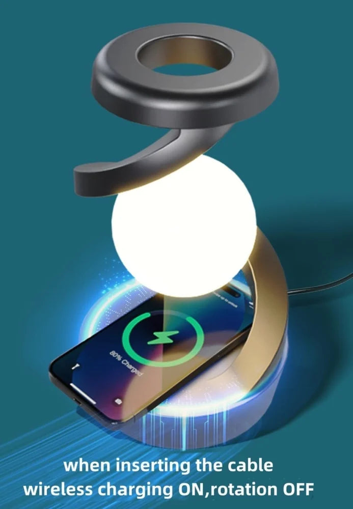 Rotating Suspension Table Lamp with Wireless Charger