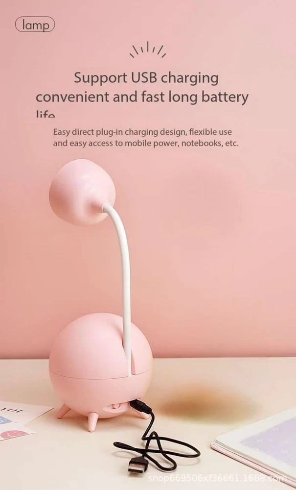 Cute Cartoon Desk Lamp with Silicone Rabbit Night Light