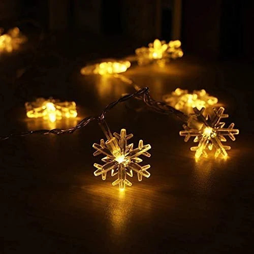 4 Meter and 20 LED Yellow Snow Flake String Lights for Indoor Outdoor Decoration Diwali Light