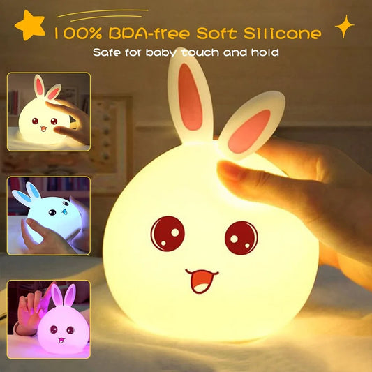 Silicone Open Eye Bunny Touch Lamp