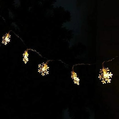 4 Meter and 20 LED Yellow Snow Flake String Lights for Indoor Outdoor Decoration Diwali Light