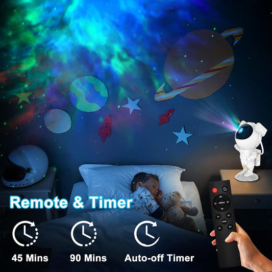 Astronaut Galaxy Projector Night Light – 360° Rotating Nebula Star Projector with Remote Control, Timer & Adjustable Head – Space Lamp for Kids’ Bedroom, Gifts, Gaming Room, Home & Décor
