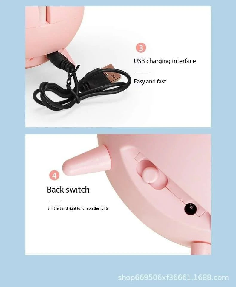 Cute Cartoon Desk Lamp with Silicone Rabbit Night Light