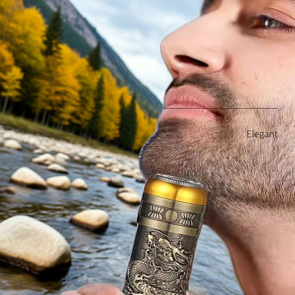Electric Shavers for Men, Professional Gold Dragon Razor - Portable Travel Beard Trimmer Mini Electric Shaver for Men