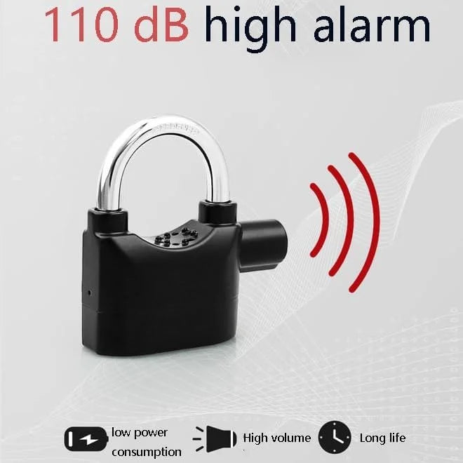 Alarm Security Lock With Motion Sensor Siren And 3 Keys