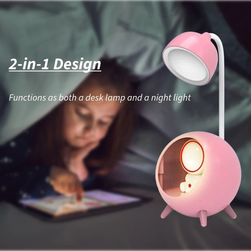 Cute Cartoon Desk Lamp with Silicone Astronaut Night Light