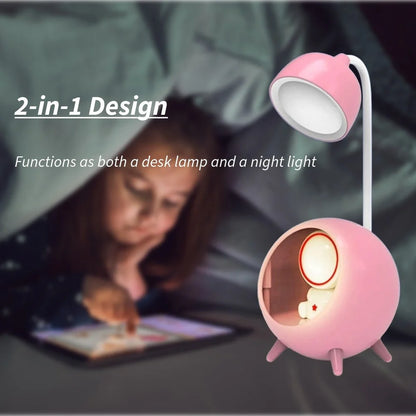 Cute Cartoon Desk Lamp with Silicone Astronaut Night Light