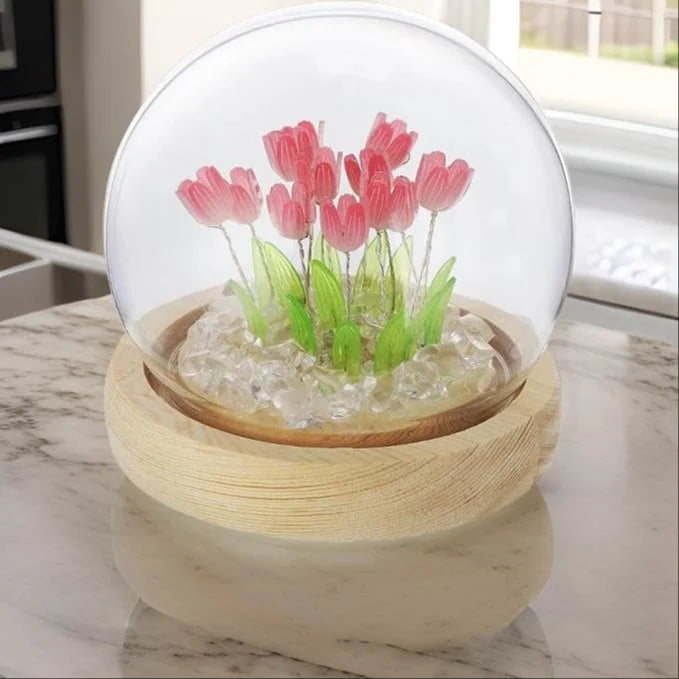 DIY Pink Tulip LED Night Light,DIY Cute Flower Night Light