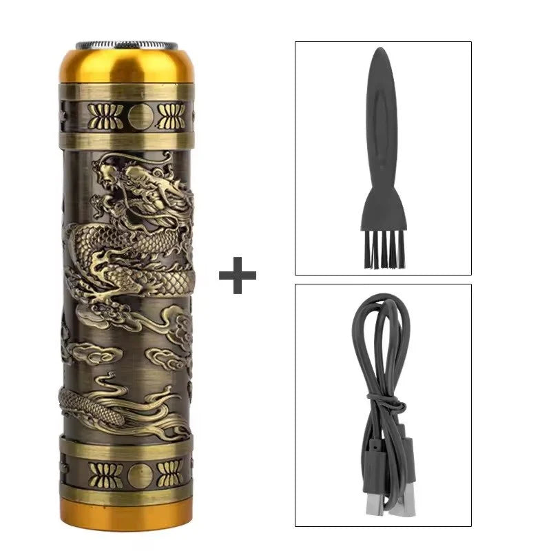 Electric Shavers for Men, Professional Gold Dragon Razor - Portable Travel Beard Trimmer Mini Electric Shaver for Men