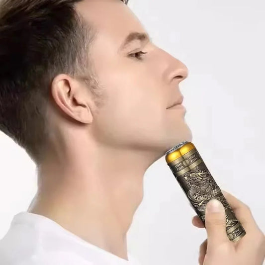 Electric Shavers for Men, Professional Gold Dragon Razor - Portable Travel Beard Trimmer Mini Electric Shaver for Men