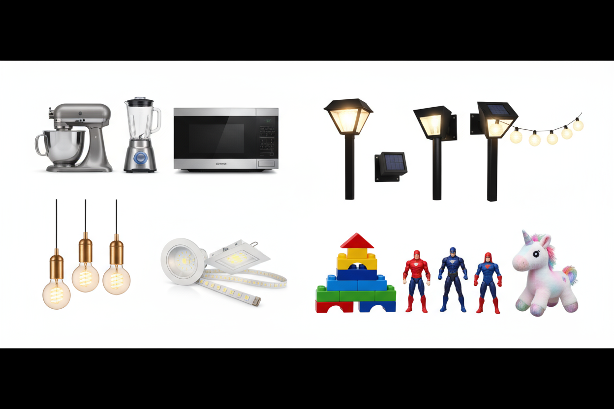 multi products home appliances, led lights, solar lights and toys image banner