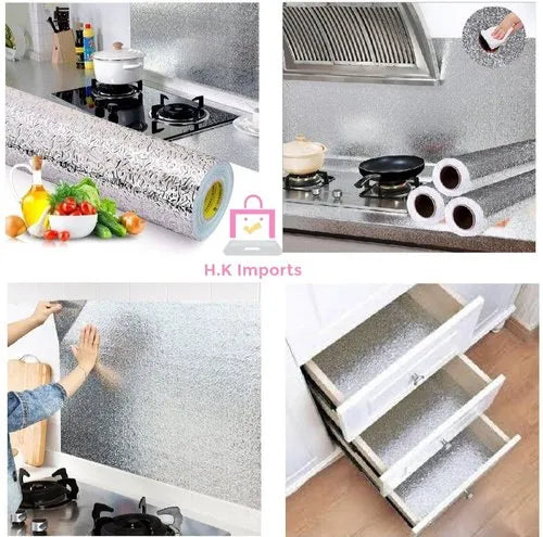 Oil Proof Silver Kitchen Wallpaper