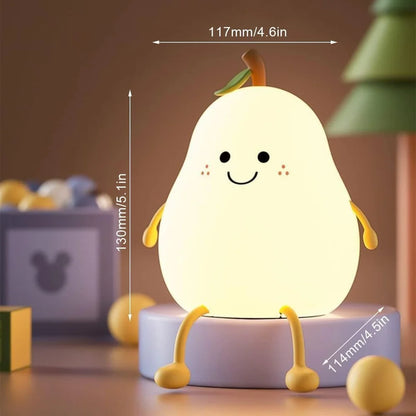 Pear Night Lamp for Kids Bedroom, Cute Light Silicone Lamp for Kids