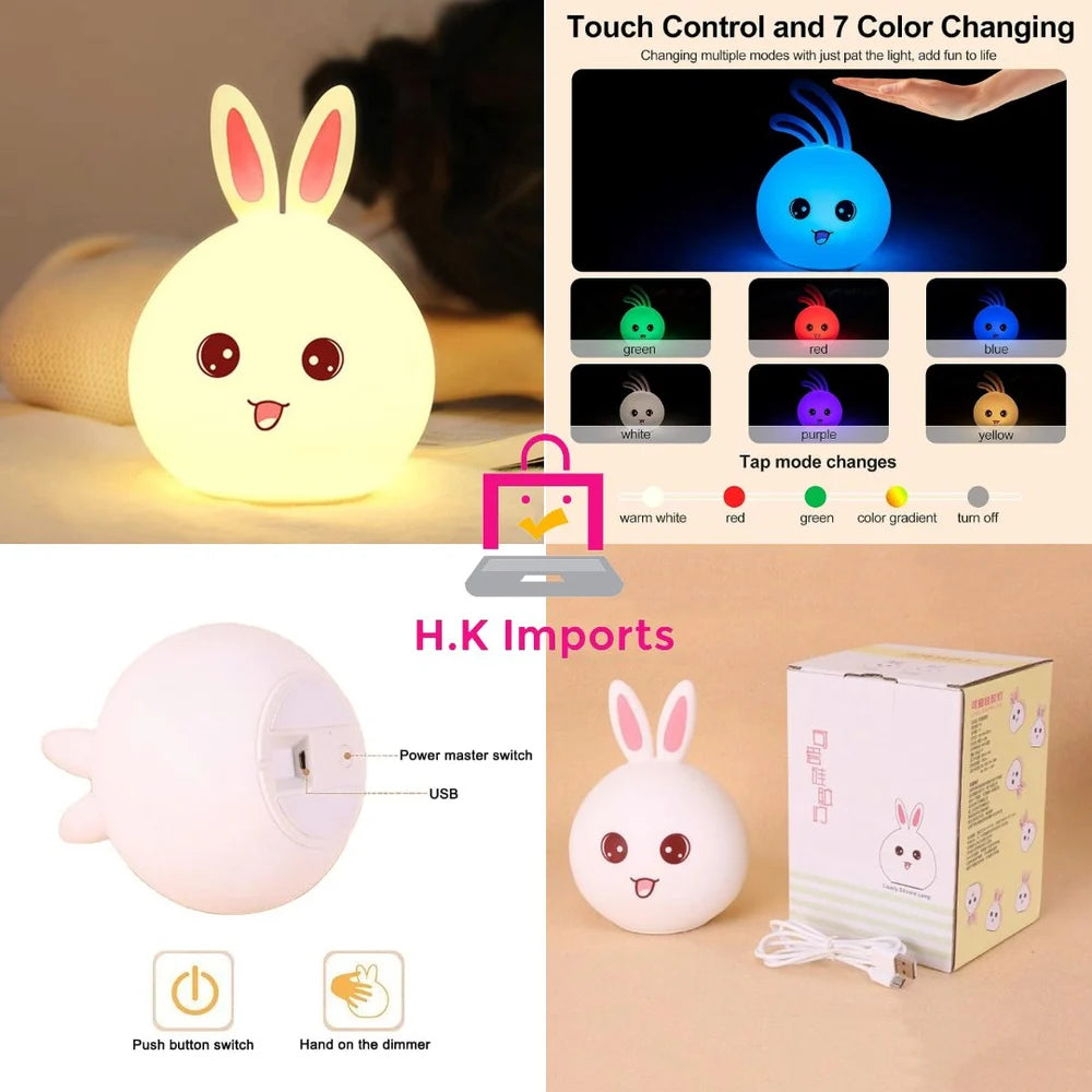 Silicone Open Eye Bunny Touch Lamp